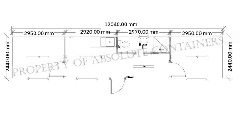 2,4m x 12m Accommodation Unit (2 Bedroom)