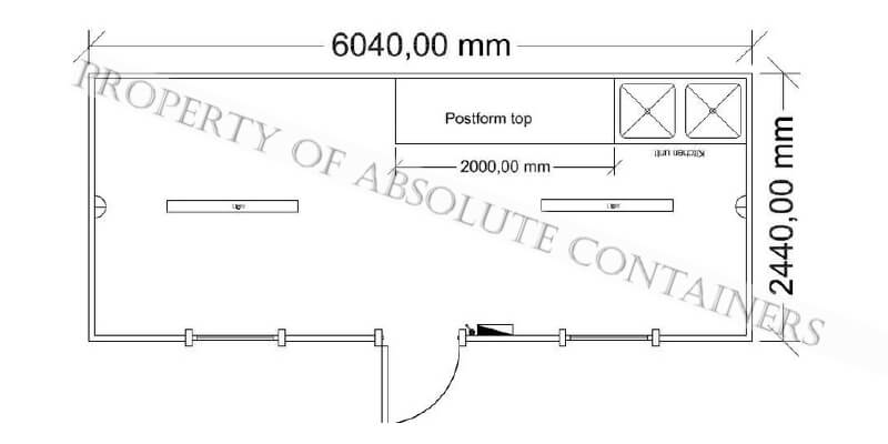 2.4m x 6m Kitchen Container Floor Plan