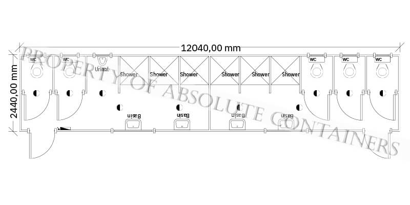 2,4m x 12m MF Ablution - Showers & Toilets