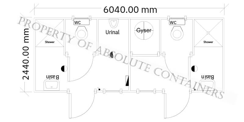 2,4m x 6m MF Ablution - Showers & Toilets